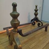 Pair of brass chenets