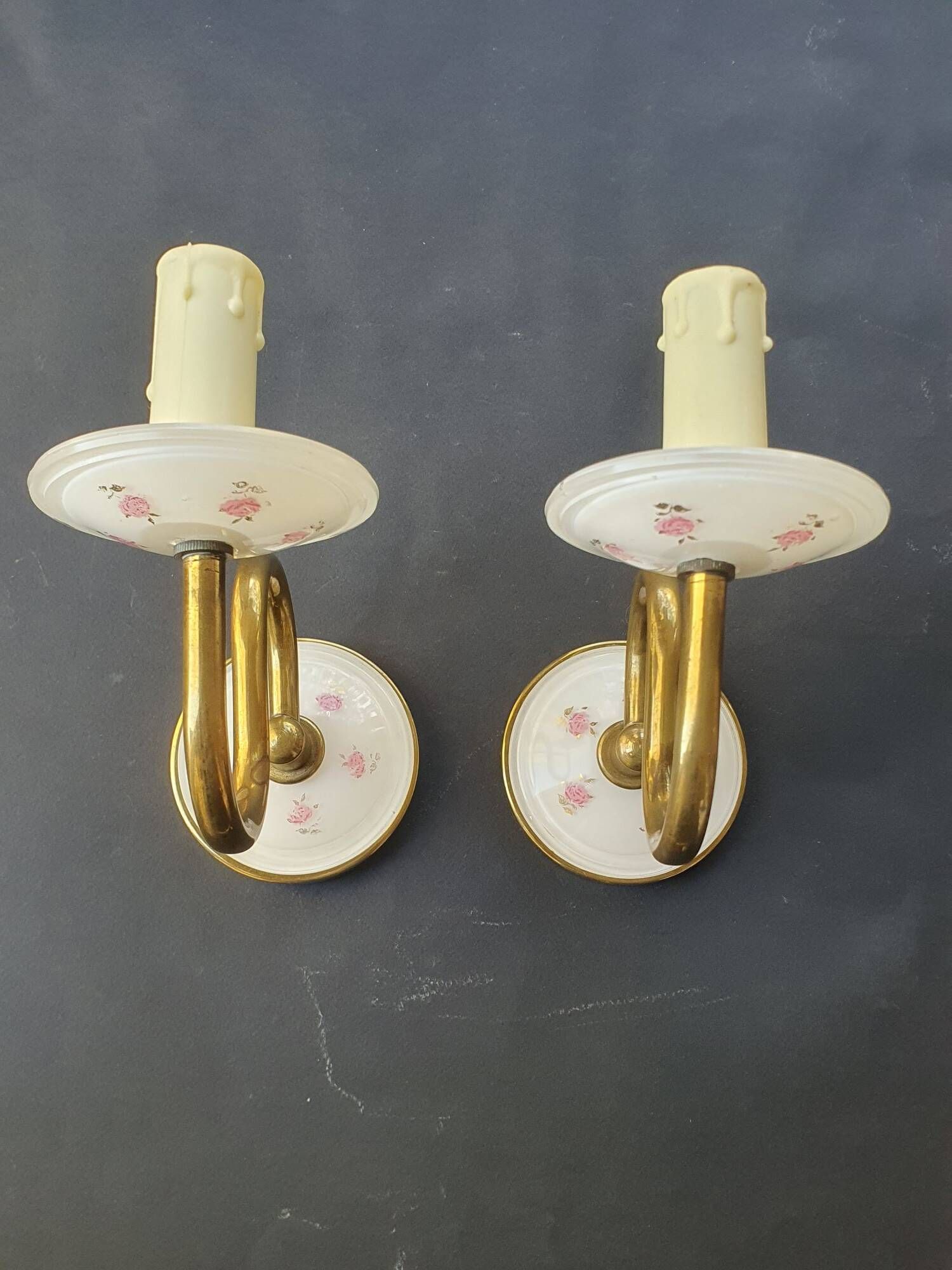 Pair of vintage wall candle holders
