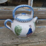 Pitcher XIXth century faience of Charolles naif characters