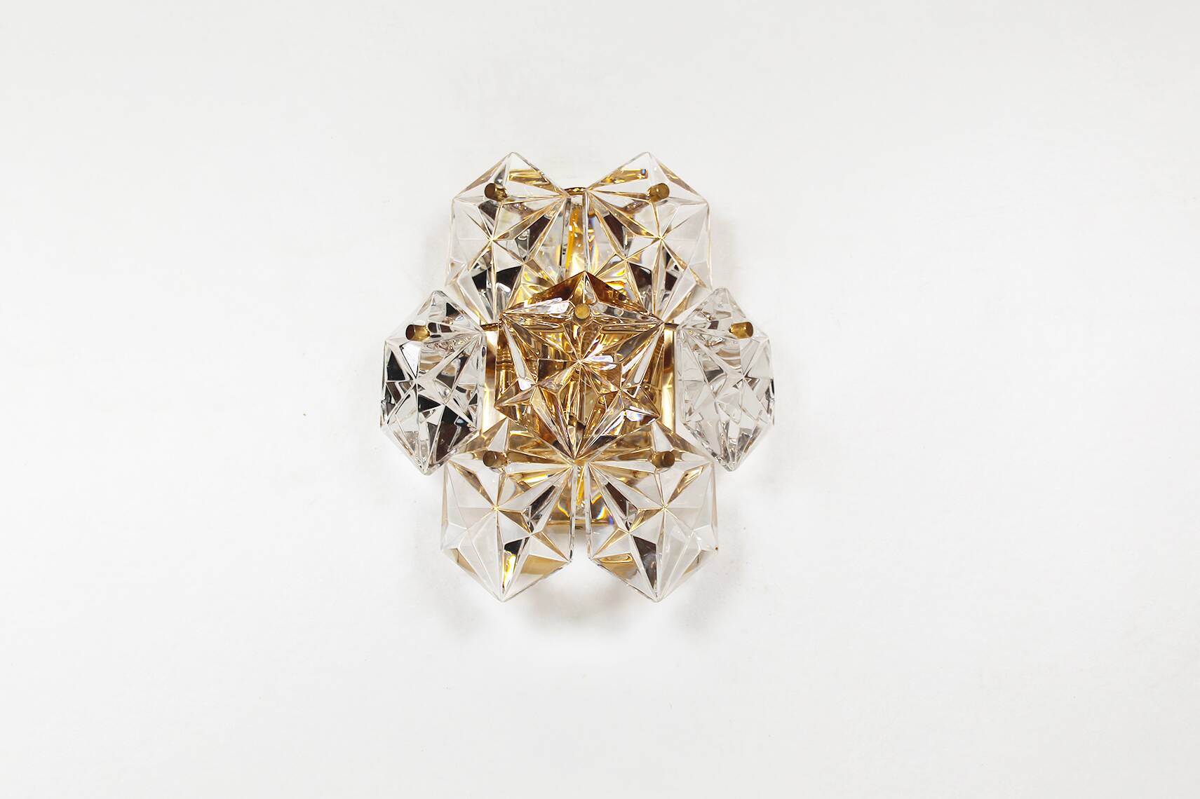 Polished brass and crystal glass wall lamp by Kinkeldey, Germany 1970’s