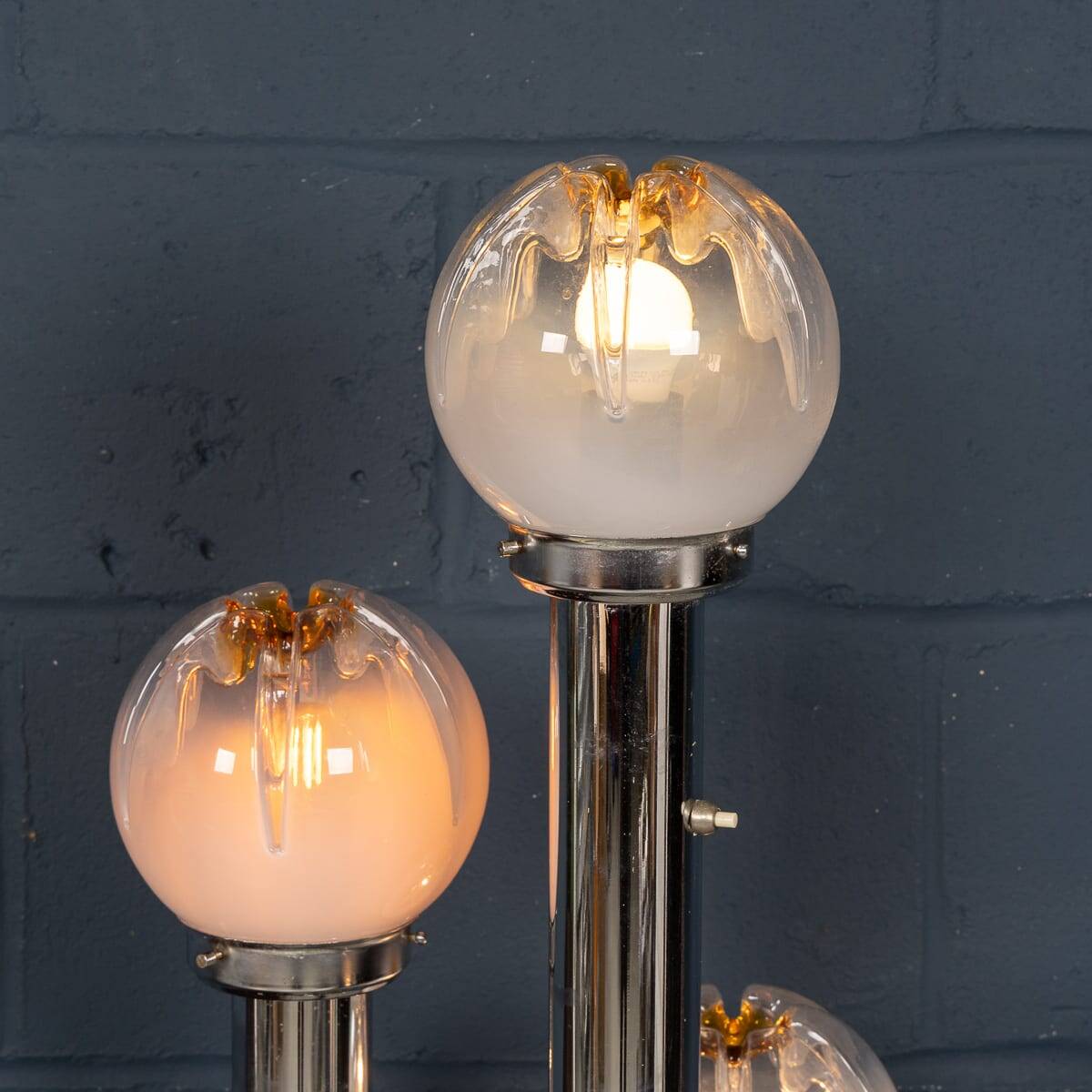 Vintage 20thc italian chrome & glass floor lamp by mazzega c.1970