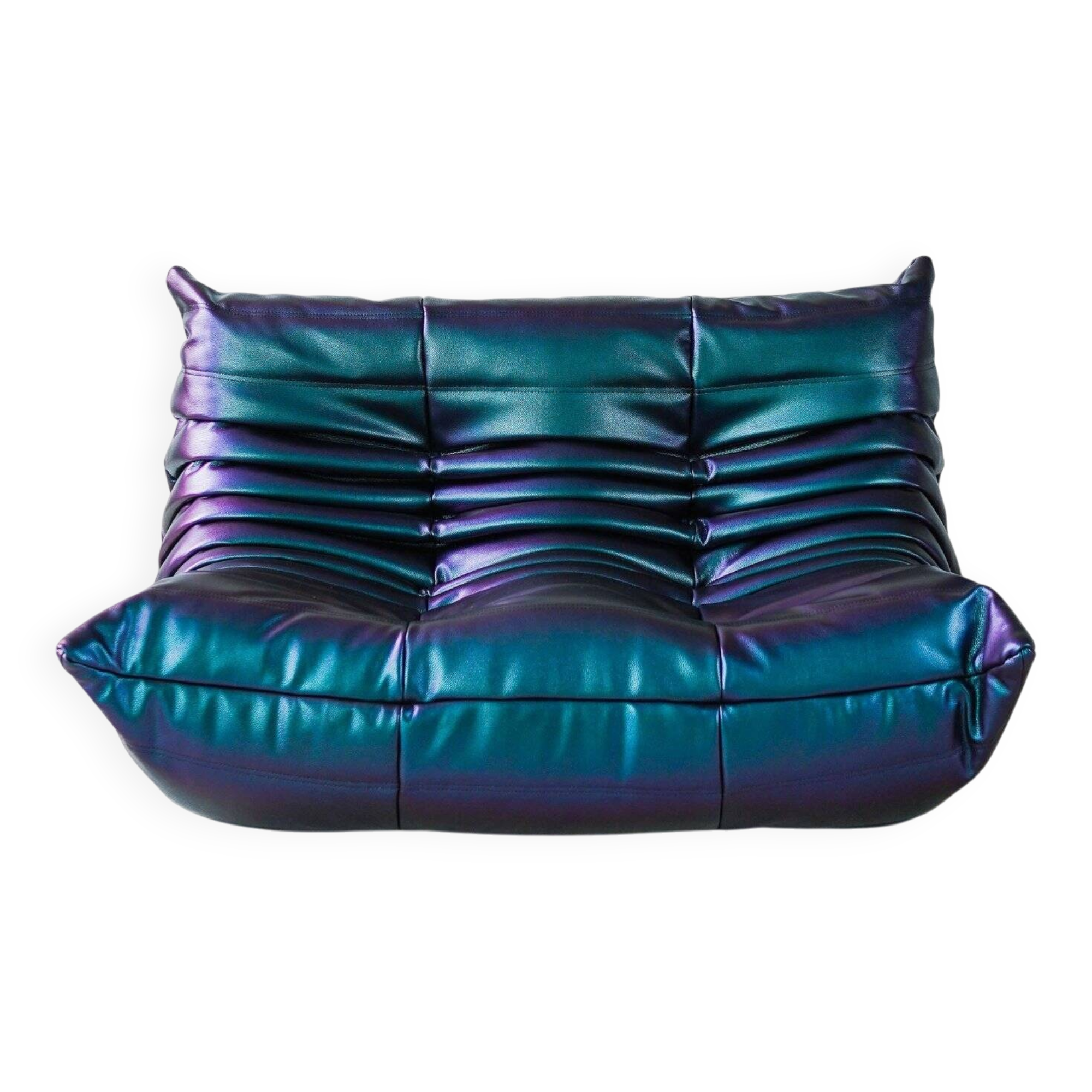 Togo 2-seater sofa in ultraviolet leather by Michel Ducaroy for Ligne Roset