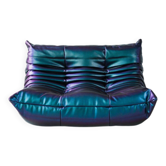Togo 2-seater sofa in ultraviolet leather by Michel Ducaroy for Ligne Roset
