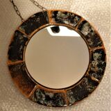 Old vintage round ceramic mirror