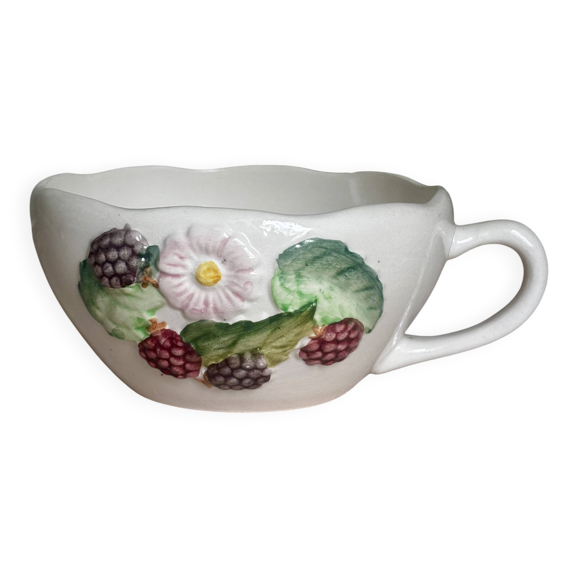 Vintage barbotine fruit cup Francesco Guarino