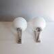 Pair of vintage wall lights - Chrome and glass - 1970s