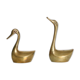 Brass goose duo, vintage paper press