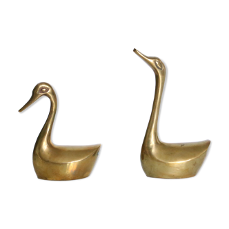 Brass goose duo, vintage paper press