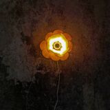Rattan and linen flower petal wall light