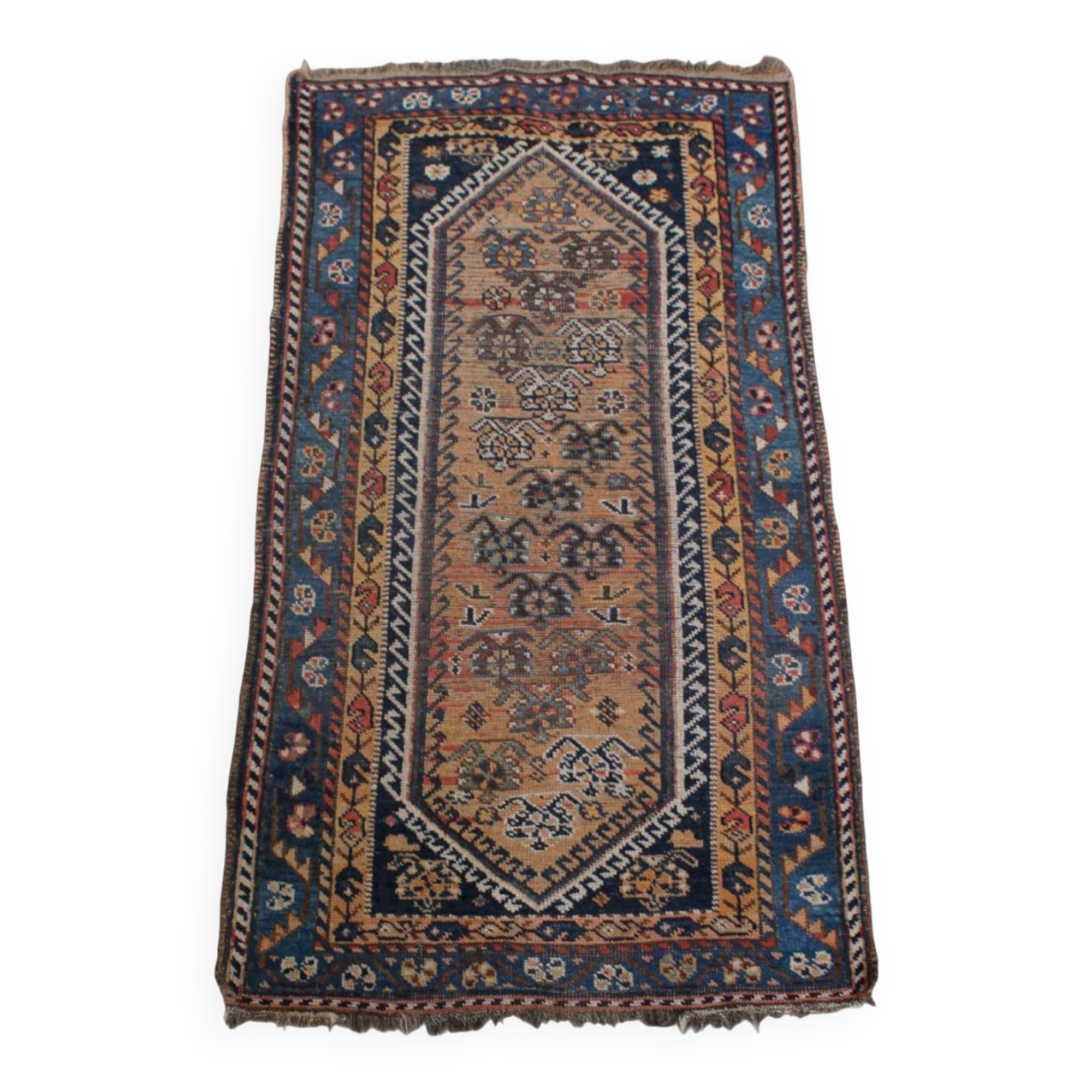 Vintage Hand-Knotted Rug with Patterns – 172x88cm