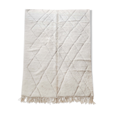 Moroccan Berber carpet blessed ouarain ecru plain with engraved diamonds 320x208cm