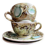 Set of 2 vintage cups and saucers with shell decoration