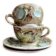 Lot 2 tasses et sous tasses vintage à décor coquillages