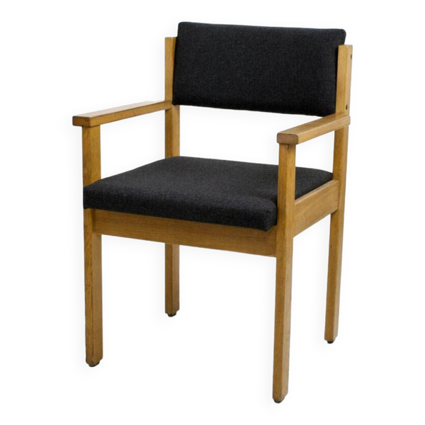 Fauteuil de bureau, Bridge, en chêne brutaliste,vintage