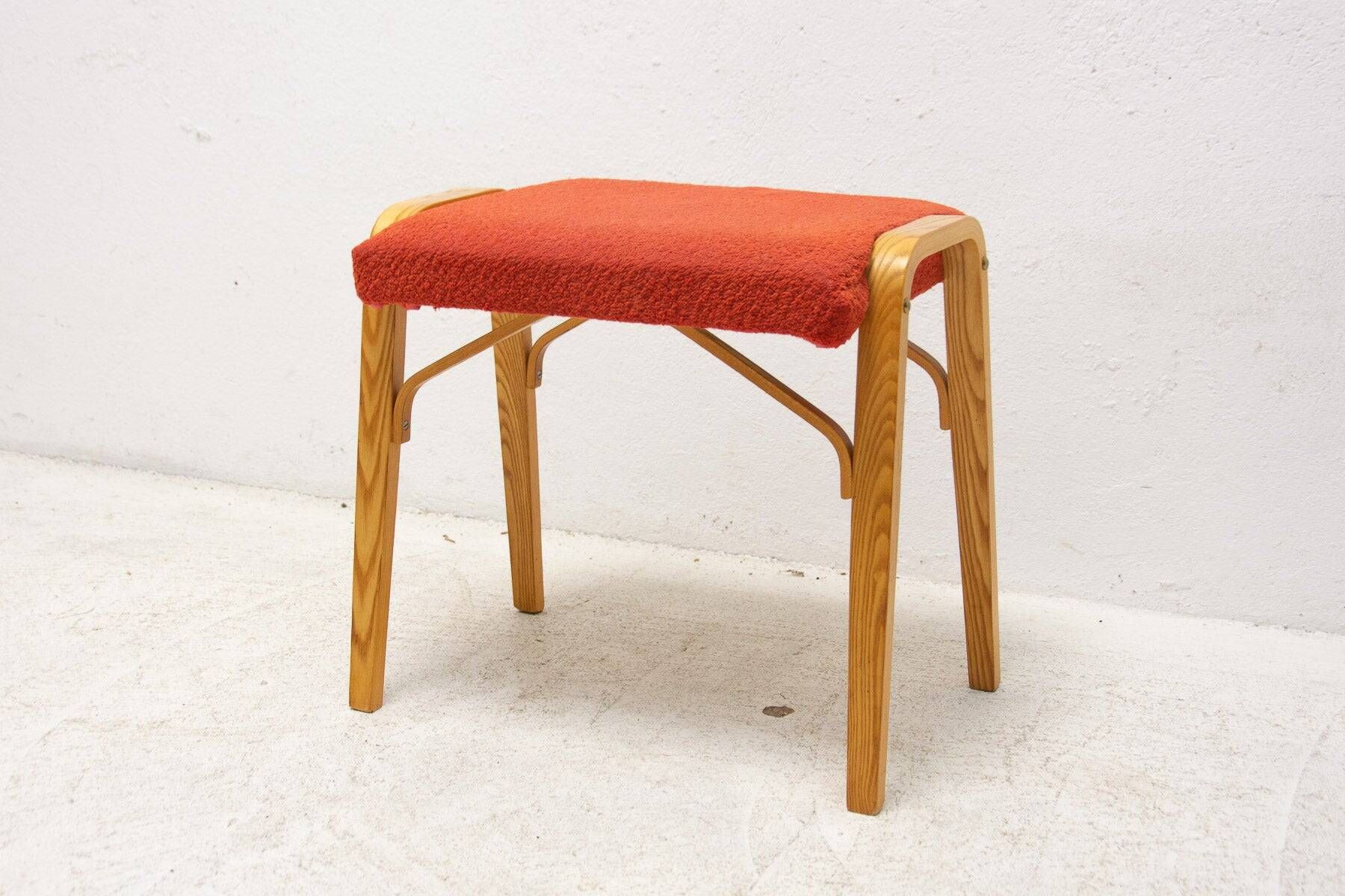 Mid-century bentwood stool by Dřevopodnik Holešov, wooden seating, 1970s