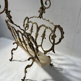 20th century openwork bronze and brass magazine rack