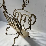 20th century openwork bronze and brass magazine rack