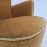1960s, Danish relax chair, original honey yellow furniture velour.