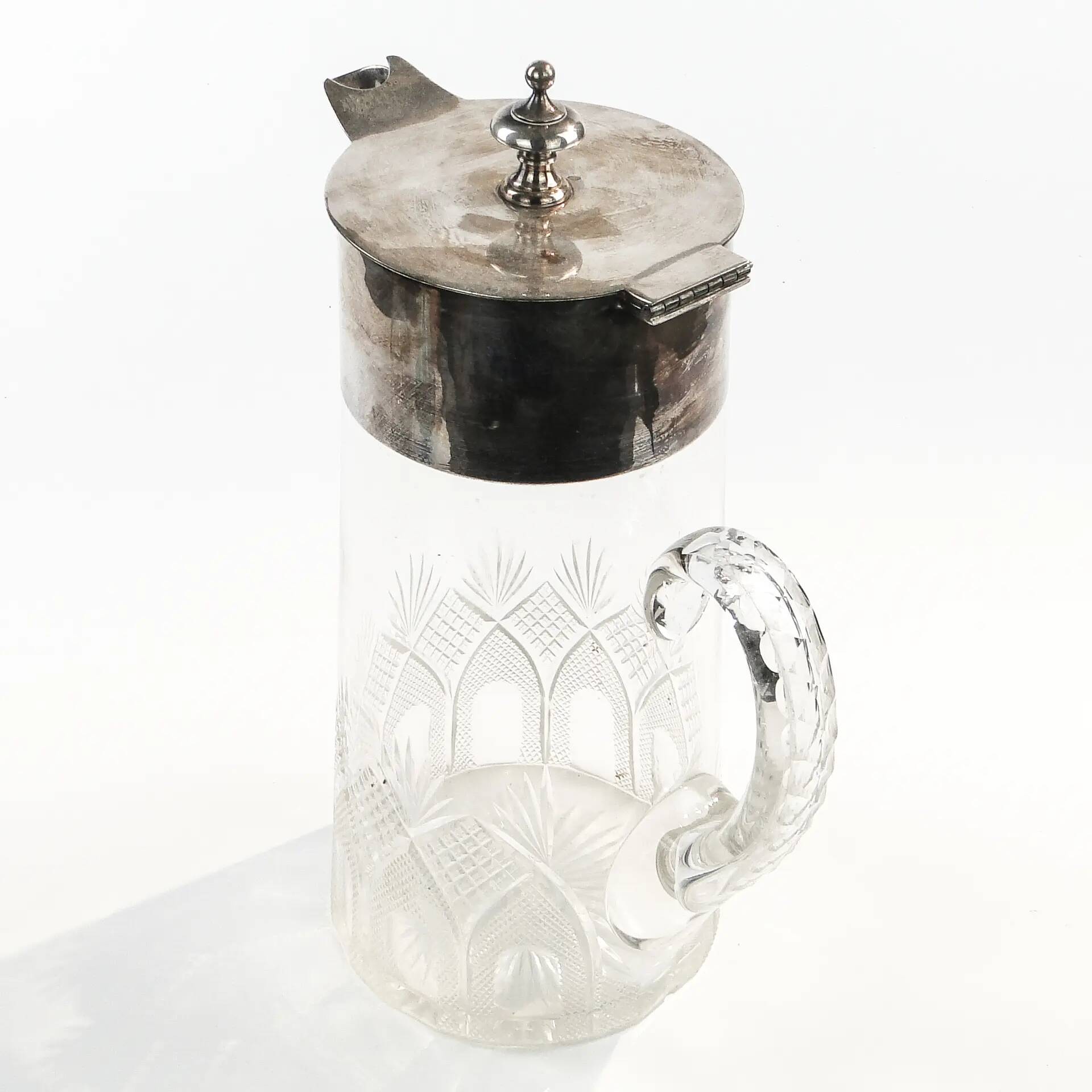 Art Deco wine jug, transparent glass, Germany, 1920s