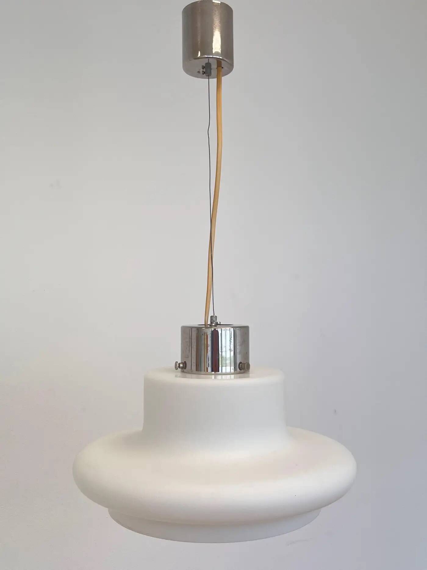 Design white glass pendant by Karel Volf, Czechoslovakia, 1970s