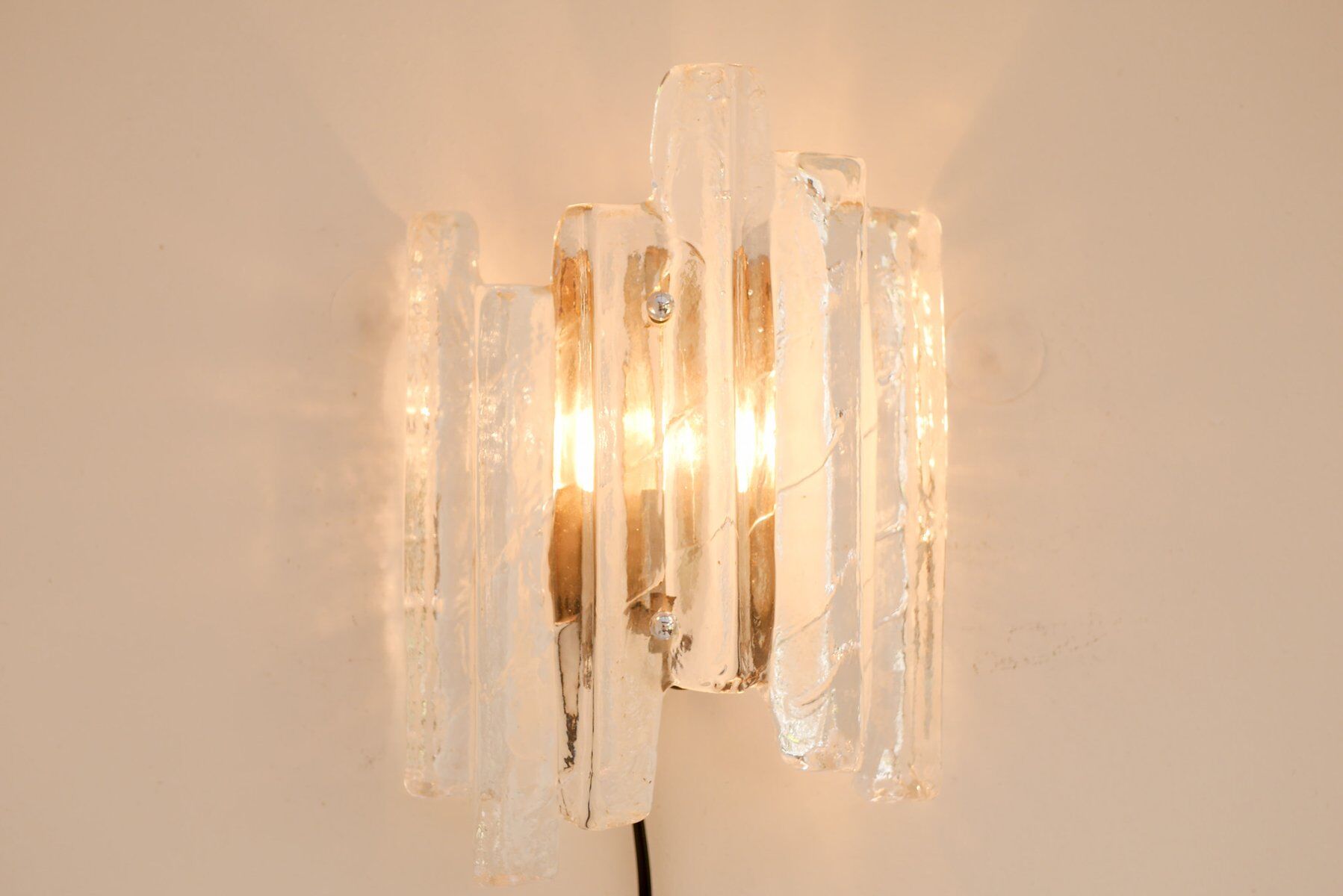 German glass wall sconce from Fischer Leuchten, 1970s