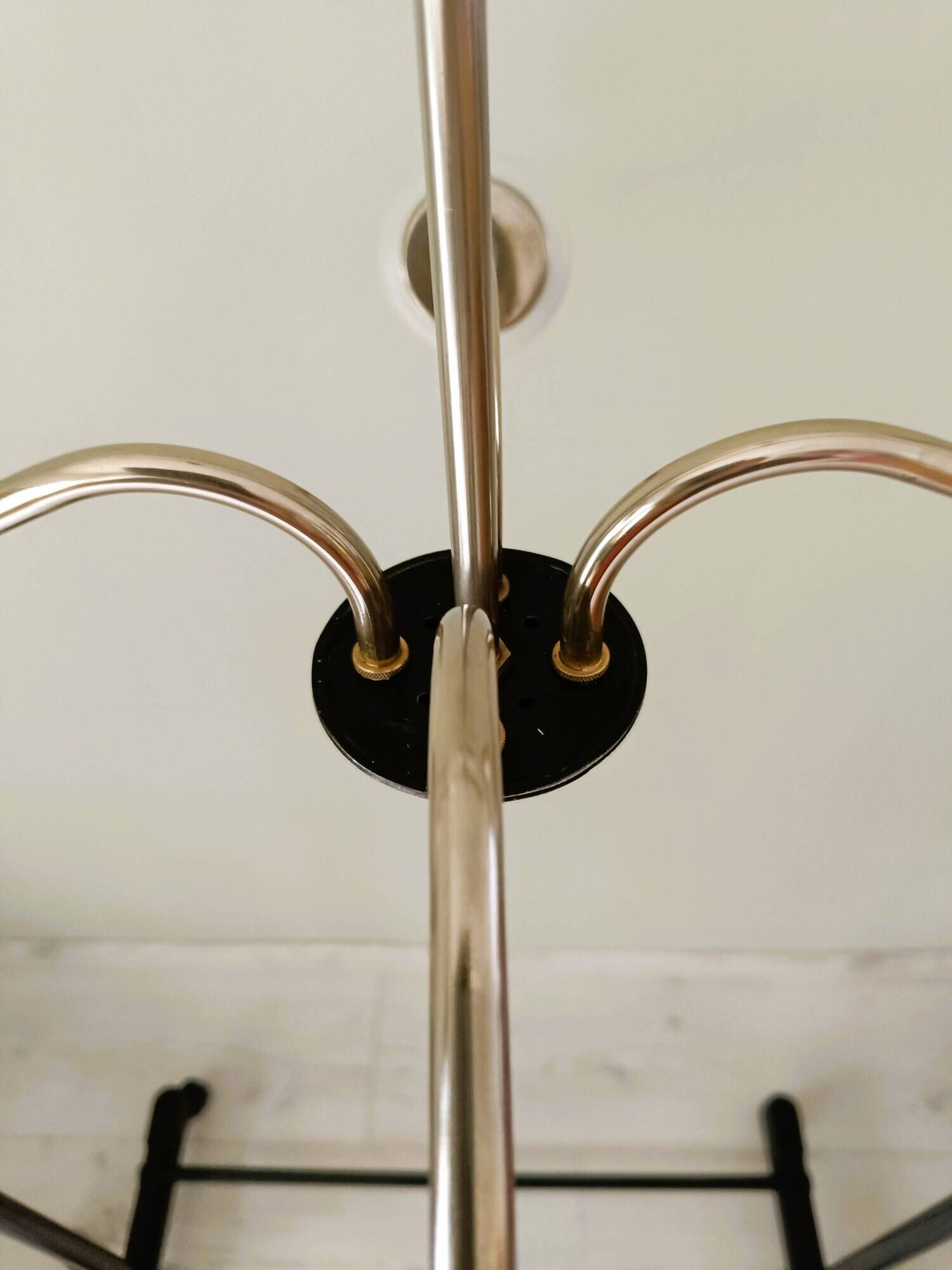 Brass chandelier with conical lampshades from the 1970s