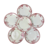 Lot of 6 plates porcelain model Gien "Pomponnette"