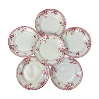 Lot de 6 assiettes porcelaine de Gien modèle "Pomponnette"