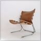 Vintage  Leather and chrome Tubular Lounge Sling Chair, 1960s