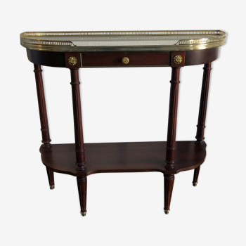 Classic console half-moon Louis XVI mahogany marble and brass