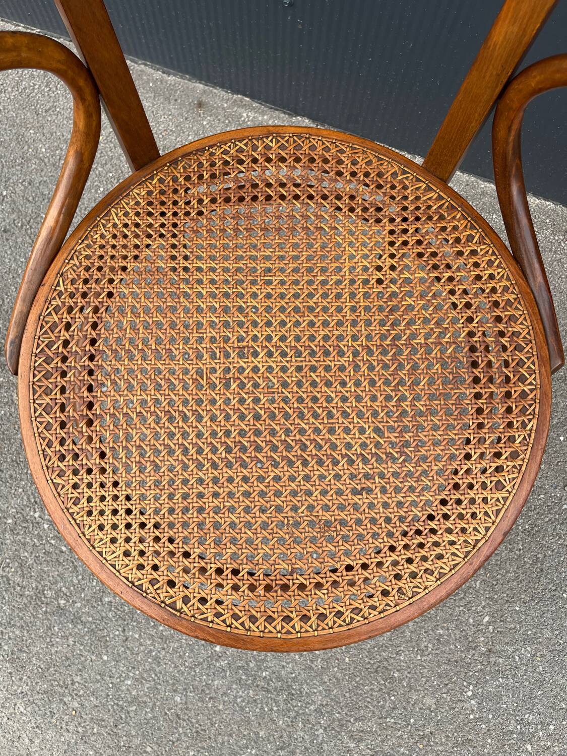 Fischel bistro armchair in wood and canework from the 50s/60s