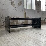 Coffee table year 80 Italian marble and glass