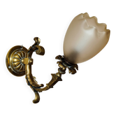 Bronze wall light with opaque glass tulip