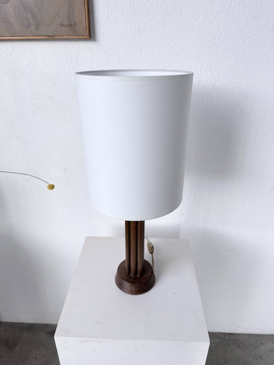 1940s Art Deco oak desk lamp