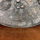 Large pocket tray with birds and cherries in silver-plated bronze