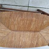 Vintage straw seat bench stool