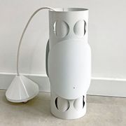 Rare mid century cylinder hanging lamp with circles, circles, discs