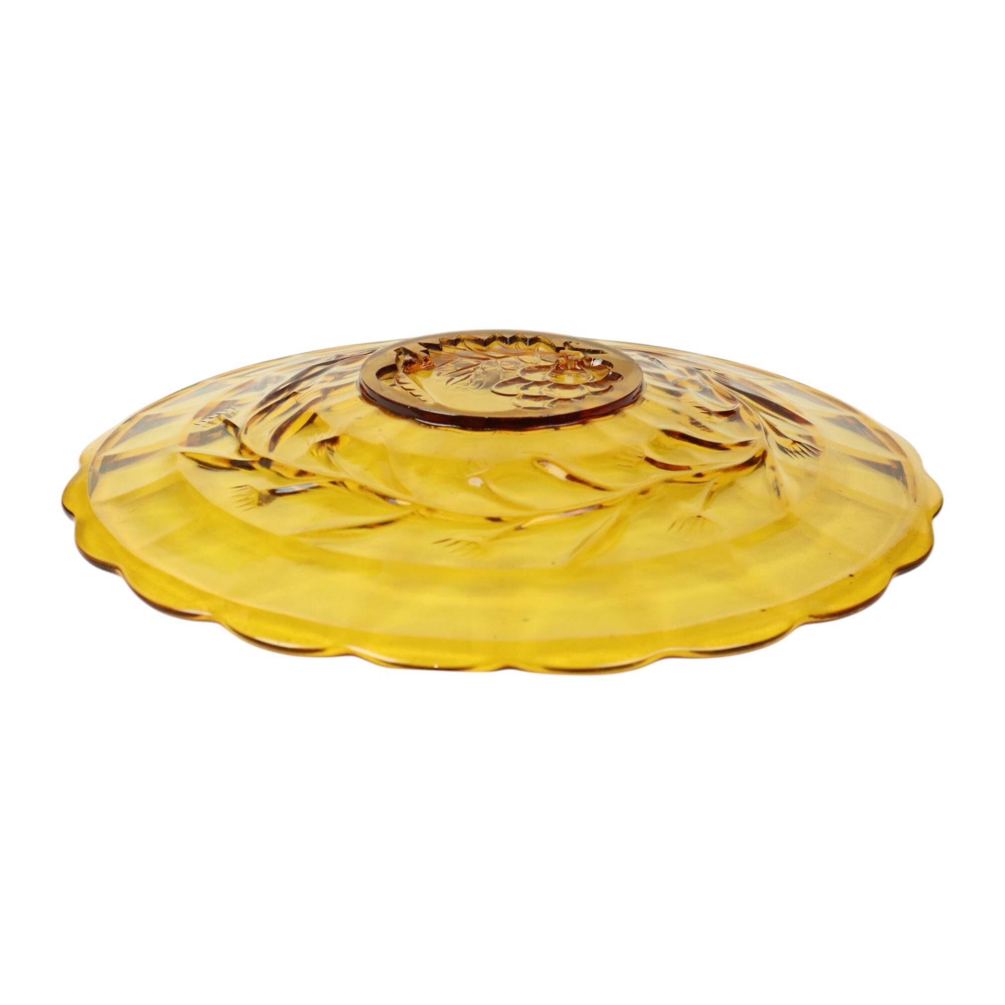 Art Deco Fruit Bowl Amber Pressed Glass Fait en Belgique