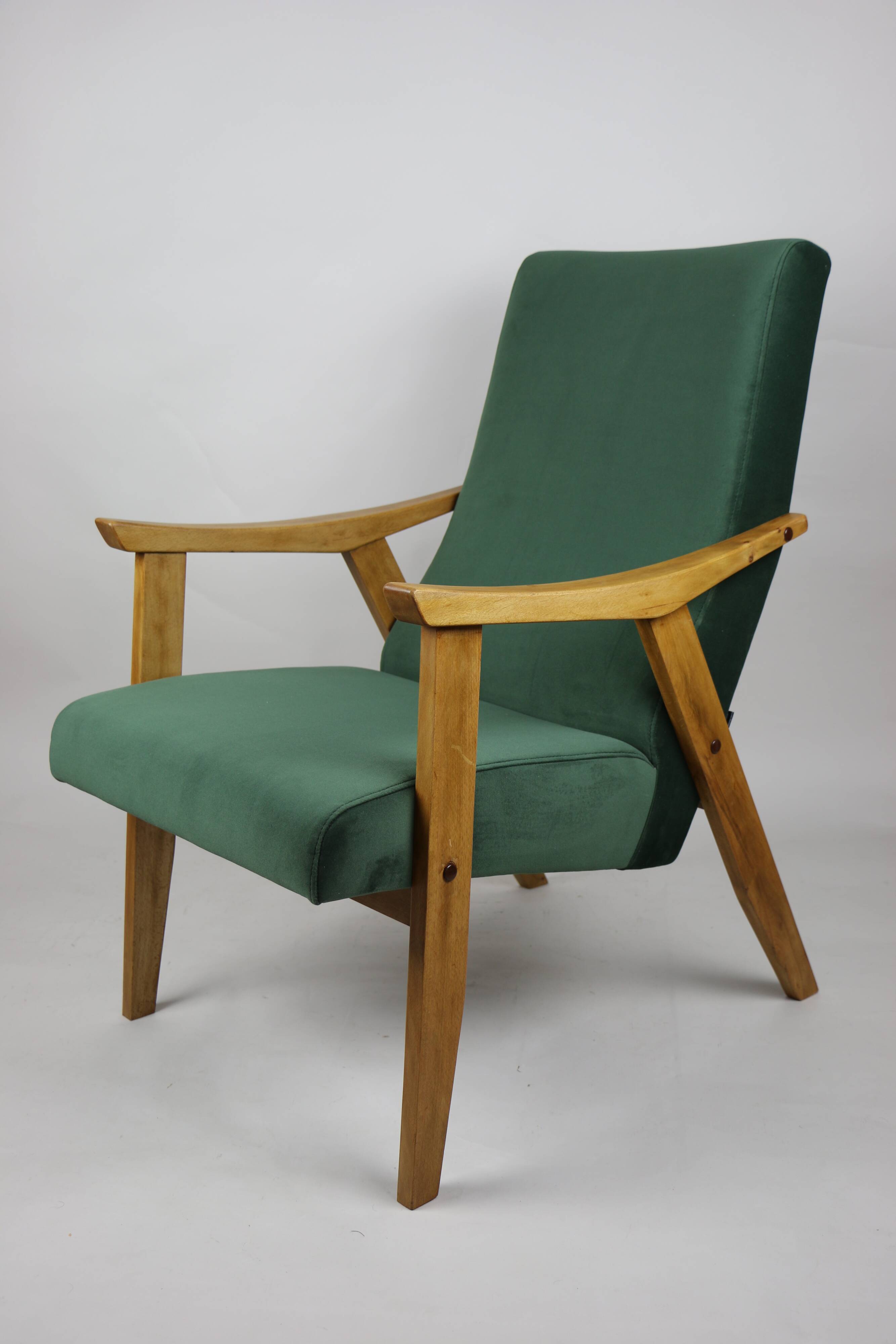 Vintage Velvet Green Armchair  1970s