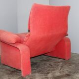 Vintage Red Velvet Armchair by Saporiti Italia, Italy