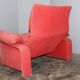 Vintage Red Velvet Armchair by Saporiti Italia, Italy