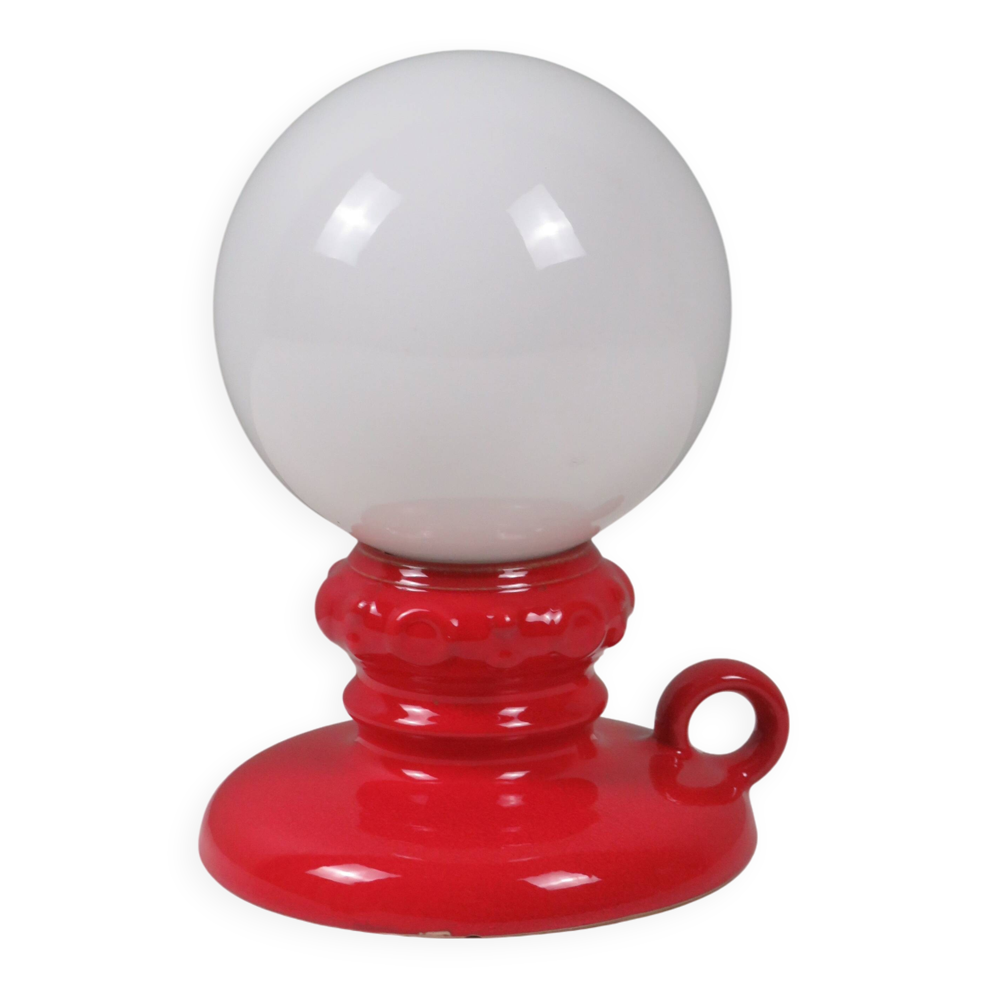 Lampe de table vintage en céramique rouge par Massive, Belgique 1970