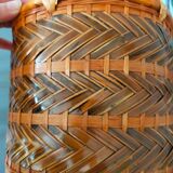 basket cache pot rattan and bamboo vintage French boho of the 60s/70s / old planter in