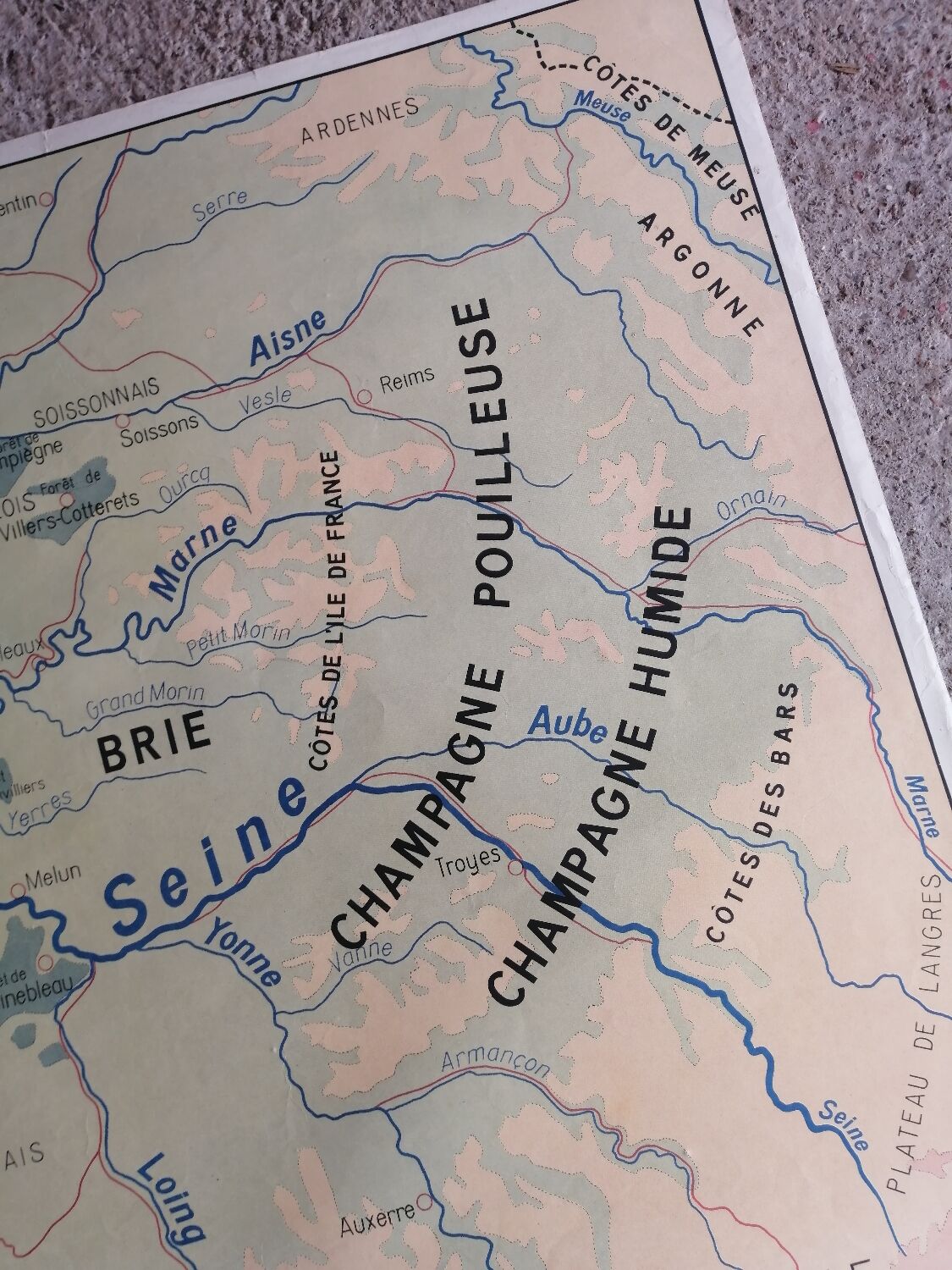 Vintage school map mdi FRANCE Normandy Paris Basin