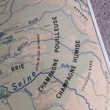 Vintage school map mdi FRANCE Normandy Paris Basin