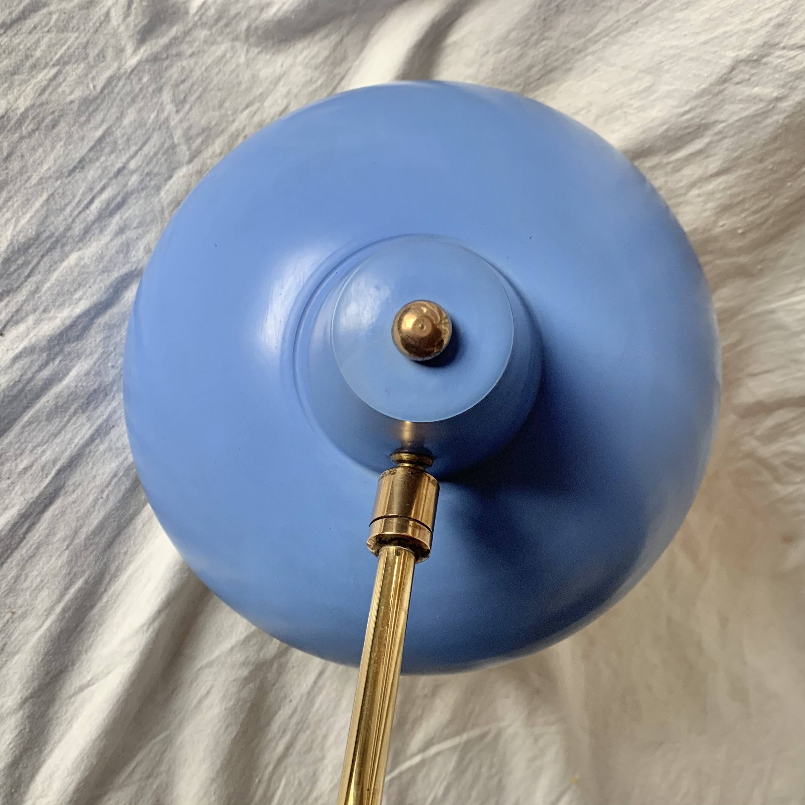 Lampe en métal bleu, 1960