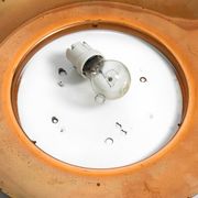 Pair of Mid Century wall or ceiling lamps made of glass with copper-plated