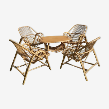 Vintage rattan table and chairs