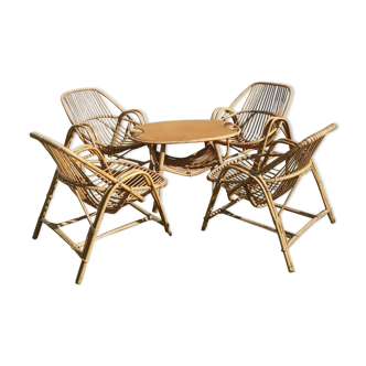 Vintage rattan table and chairs