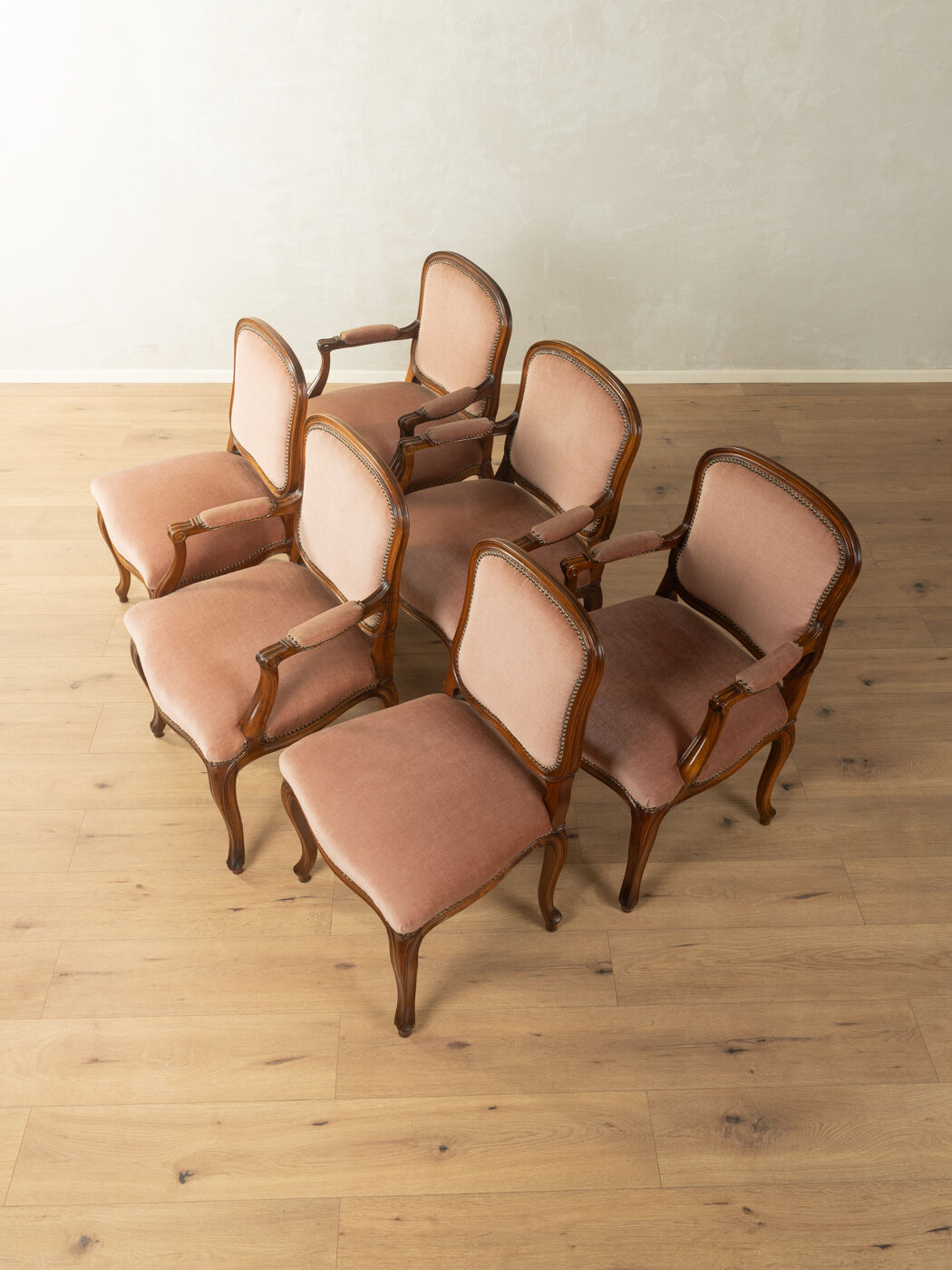 Rococo dining chairs, set of 6, circa 1900, baroque style